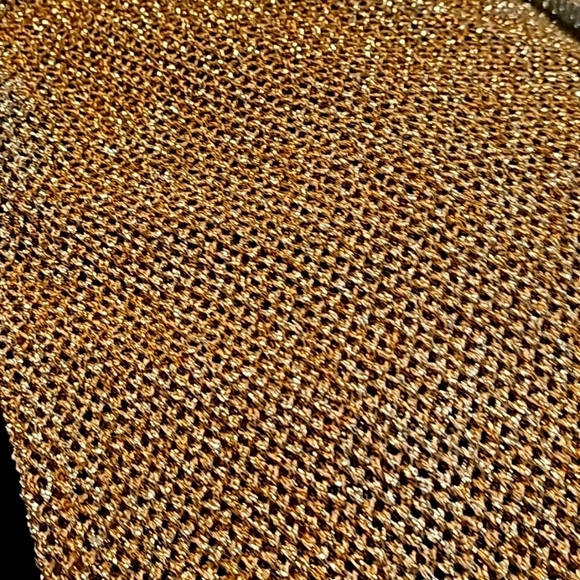 von Saken Gold Metallic Open Knit Mesh Pullover Sweater Vintage - Picture 10 of 10